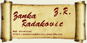Žanka Radaković vizit kartica